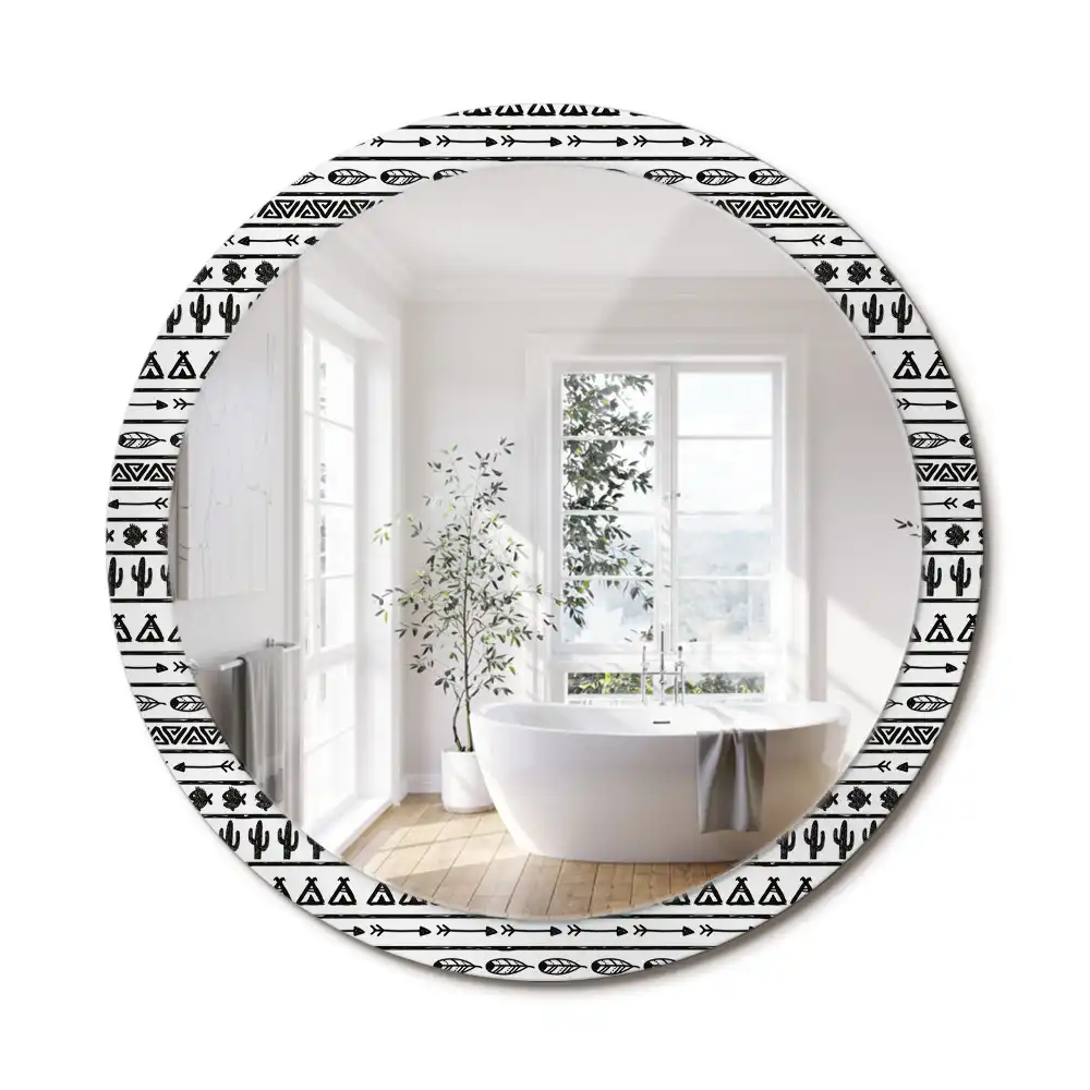 Kulaté dekorační zrcadlo na zeď minimalistické boho