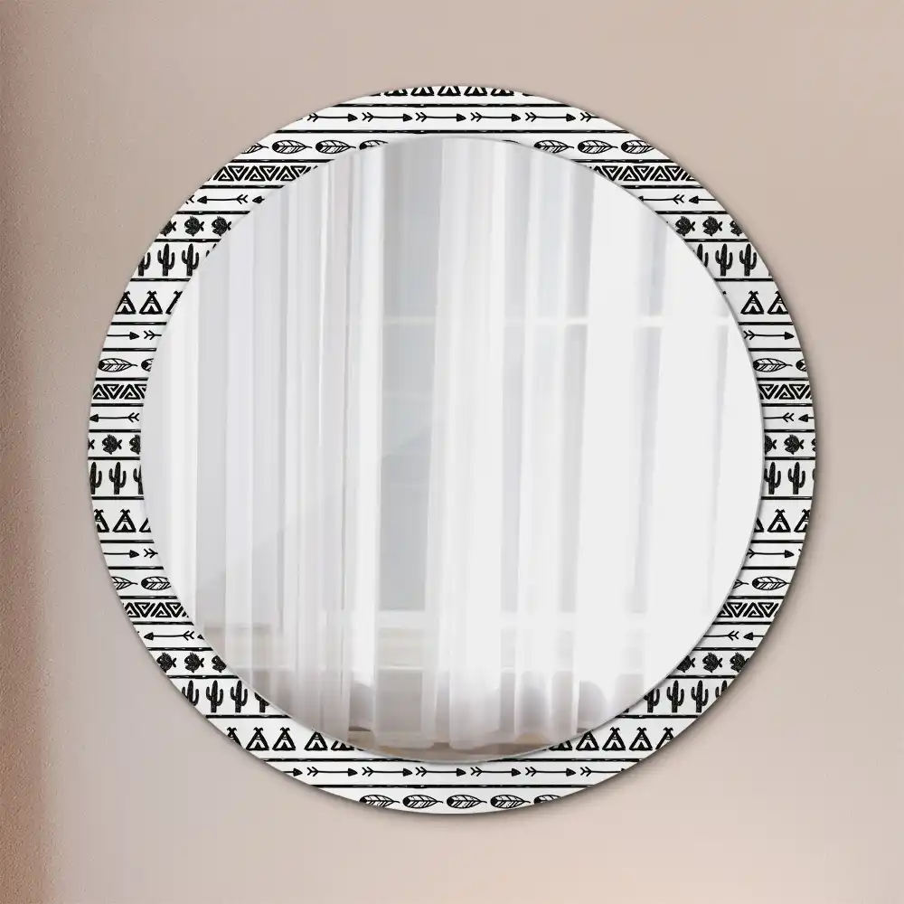 Kulaté dekorační zrcadlo na zeď minimalistické boho