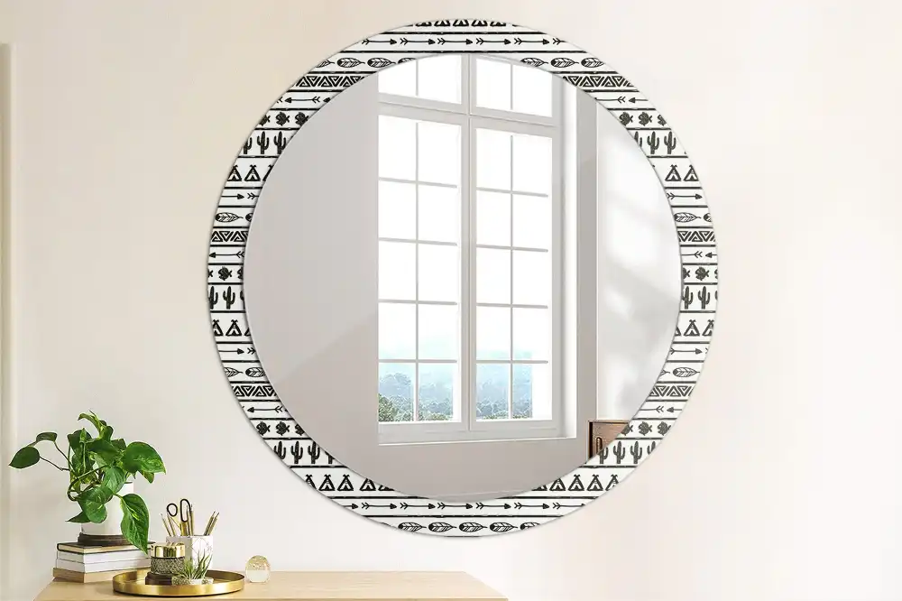 Kulaté dekorační zrcadlo na zeď minimalistické boho