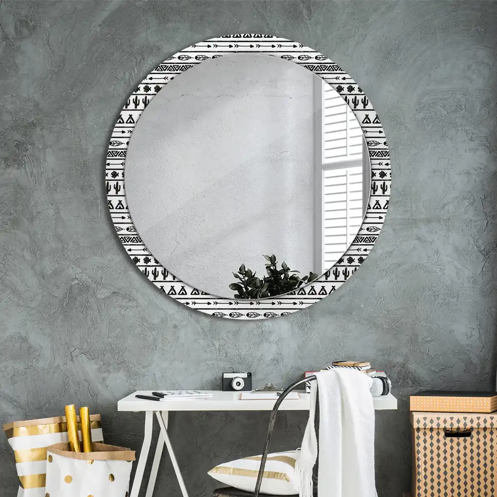 Kulaté dekorační zrcadlo na zeď minimalistické boho
