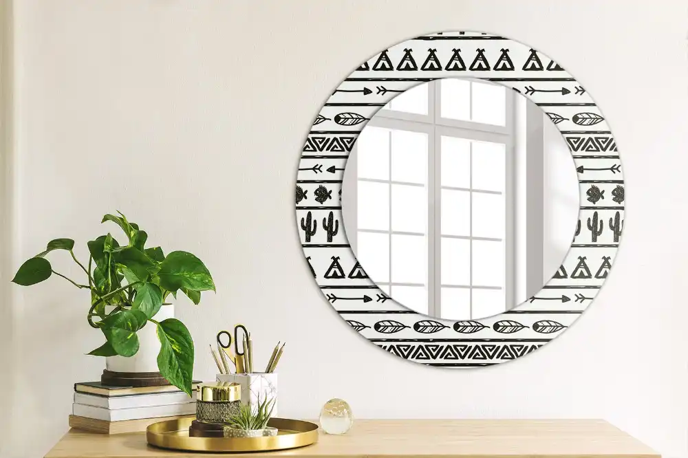Kulaté dekorační zrcadlo na zeď minimalistické boho