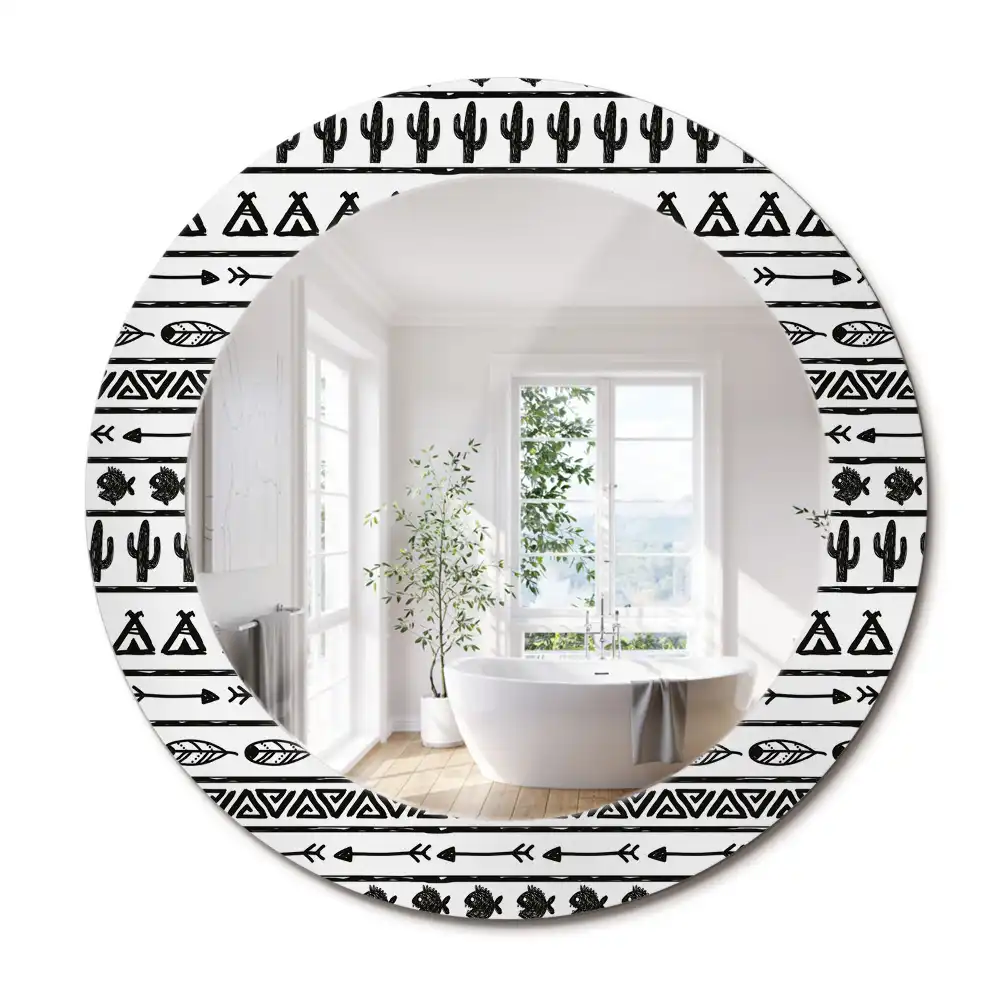 Kulaté dekorační zrcadlo na zeď minimalistické boho
