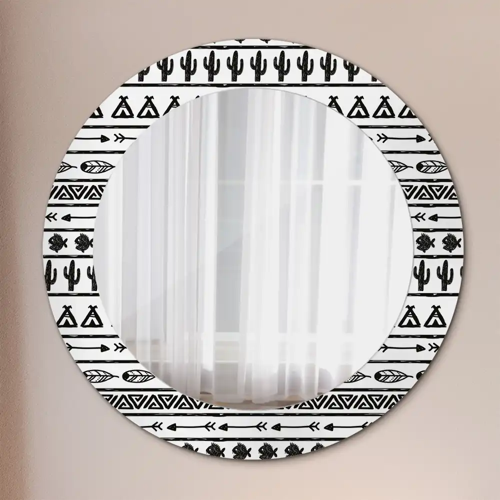 Kulaté dekorační zrcadlo na zeď minimalistické boho