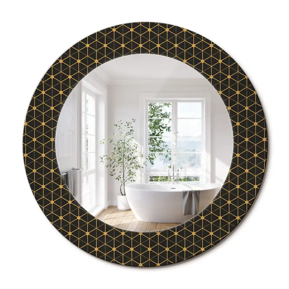 Kulaté dekorační zrcadlo na zeď hexagonální geometrie