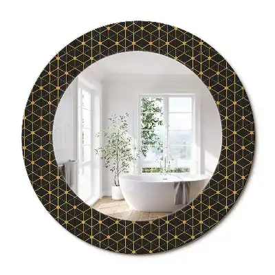 Kulaté dekorační zrcadlo na zeď hexagonální geometrie