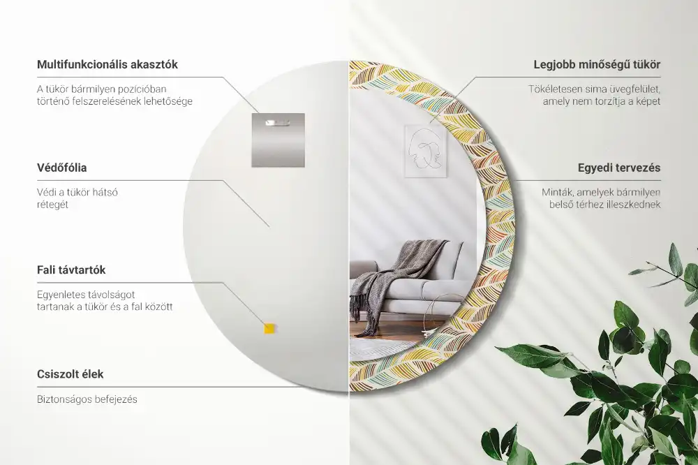 Kulaté dekorační zrcadlo na zeď abstraktní vzor
