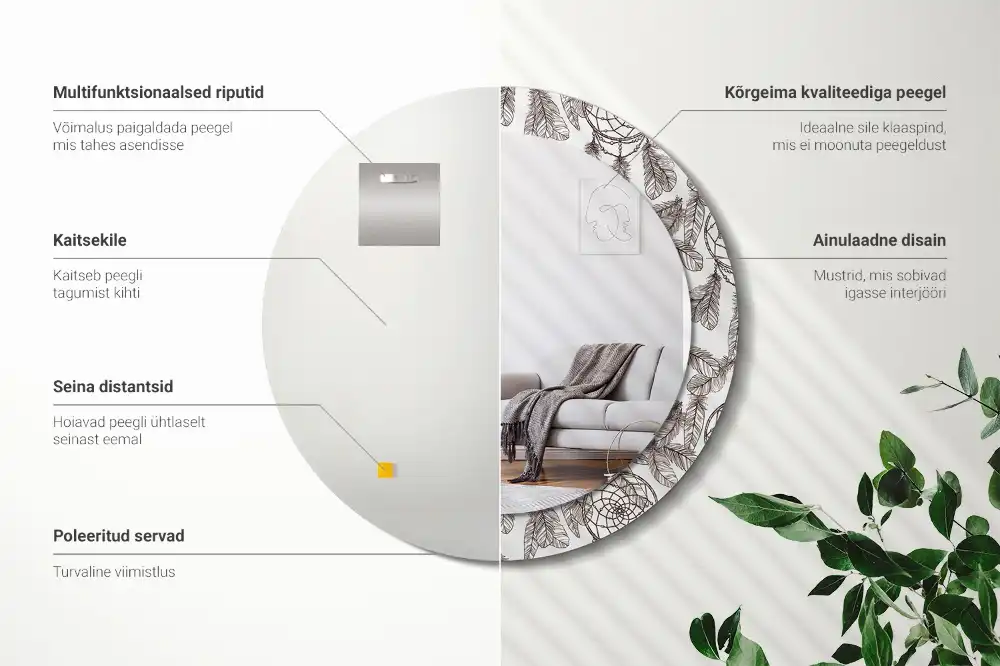 Kulaté zrcadlo tištěný rám etnický lapač snů