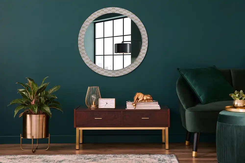 Kulaté dekorační zrcadlo na zeď orientální květ