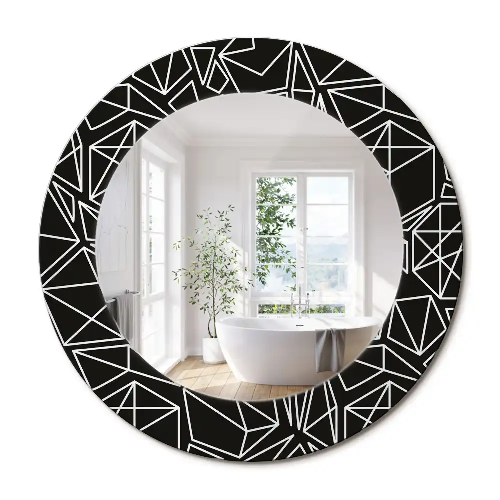 Kulaté zrcadlo tištěný rám geometrický vzor