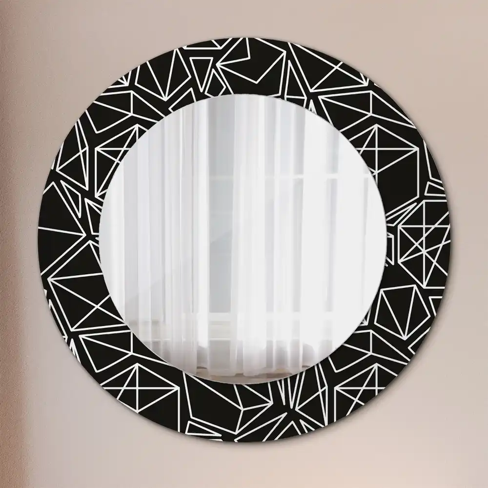 Kulaté zrcadlo tištěný rám geometrický vzor