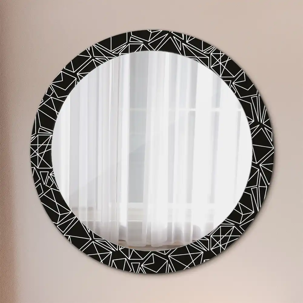 Kulaté zrcadlo tištěný rám geometrický vzor