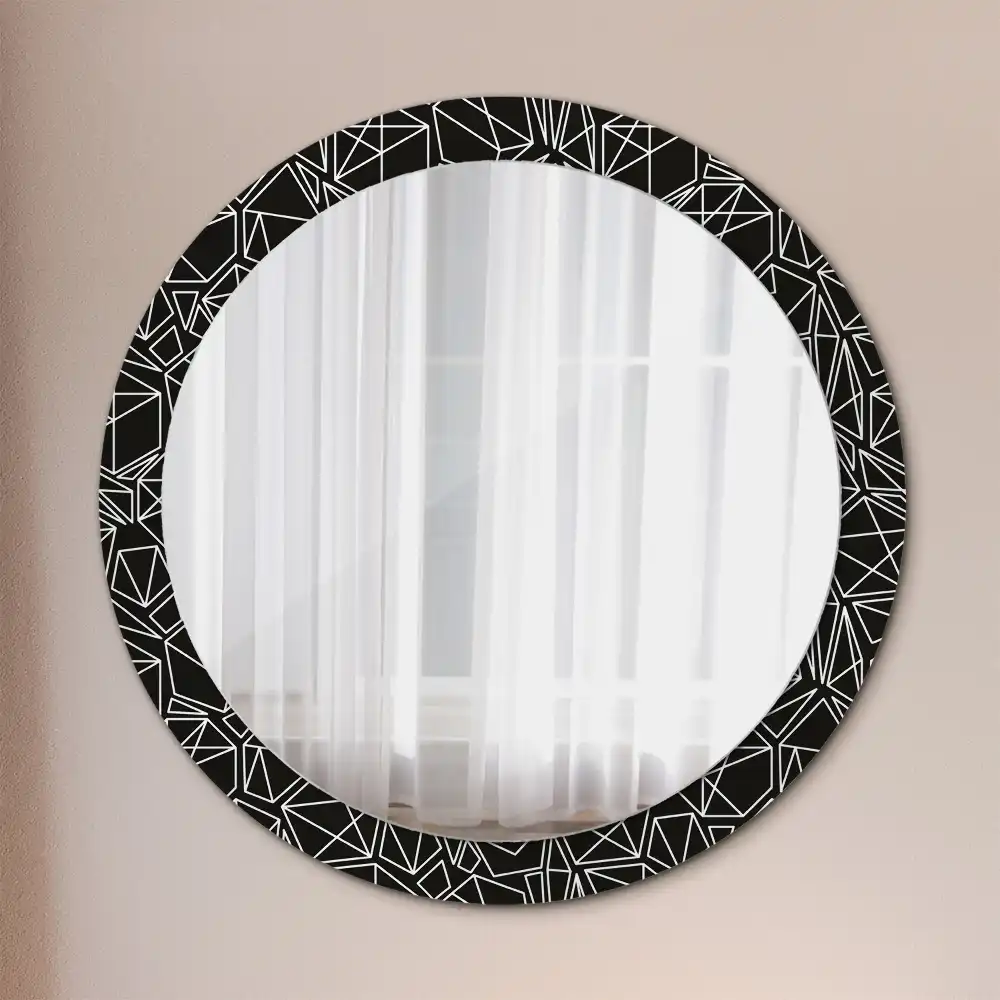 Kulaté zrcadlo tištěný rám geometrický vzor