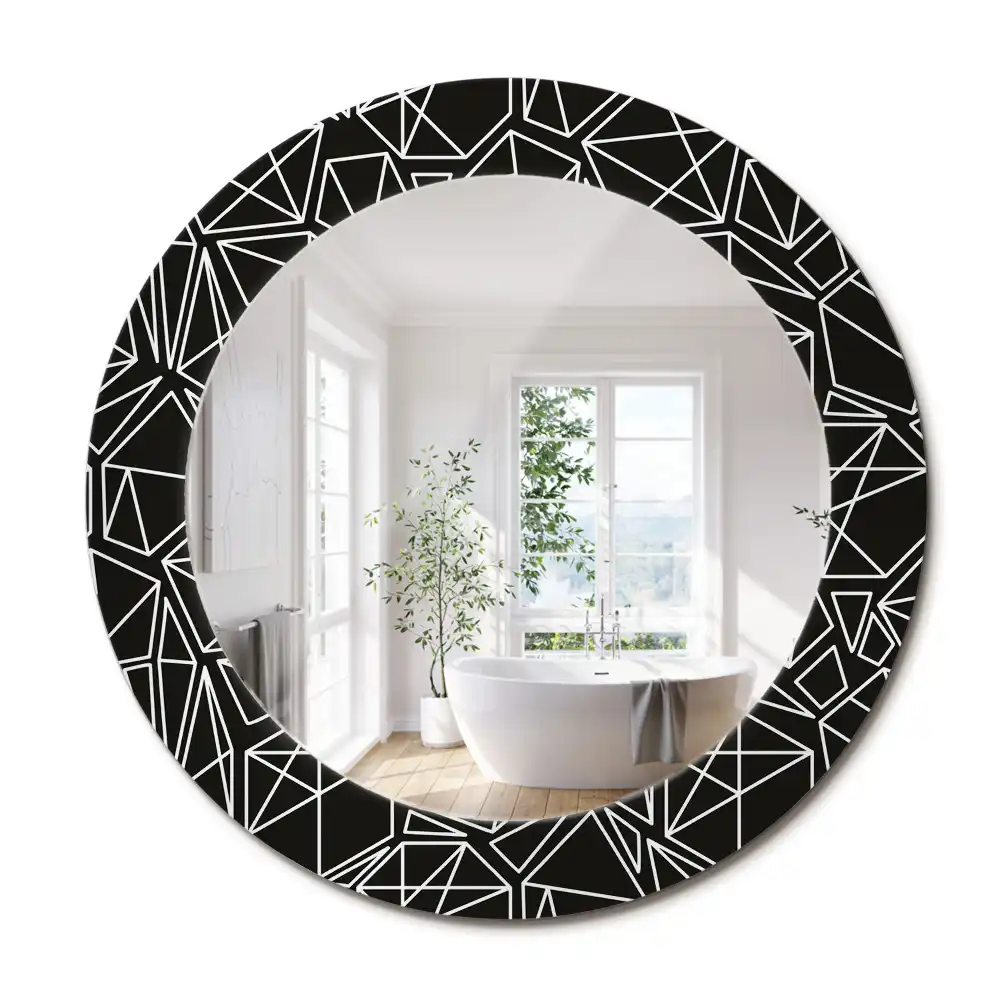 Kulaté zrcadlo tištěný rám geometrický vzor