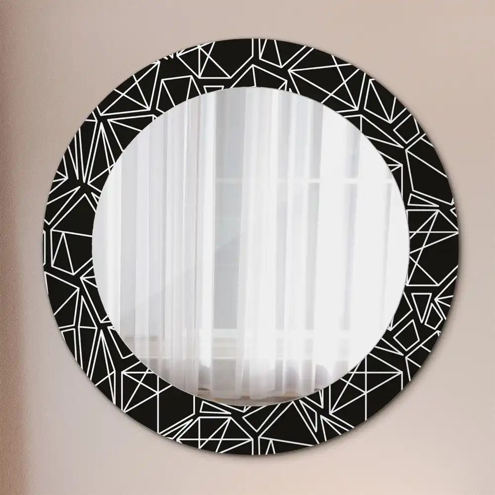 Kulaté zrcadlo tištěný rám geometrický vzor