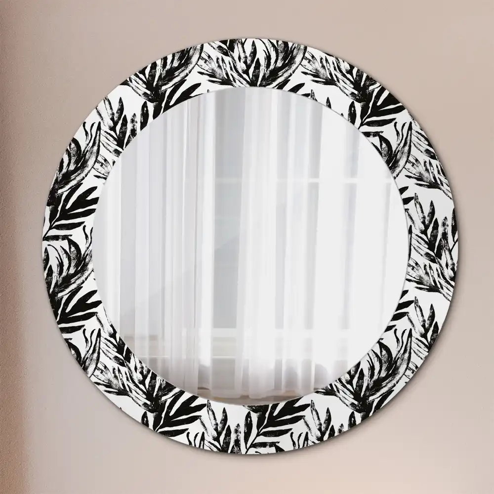 Kulaté dekorační zrcadlo na zeď rostlina monstera