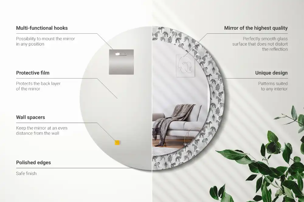 Kulaté dekorační zrcadlo na zeď tropický tygr