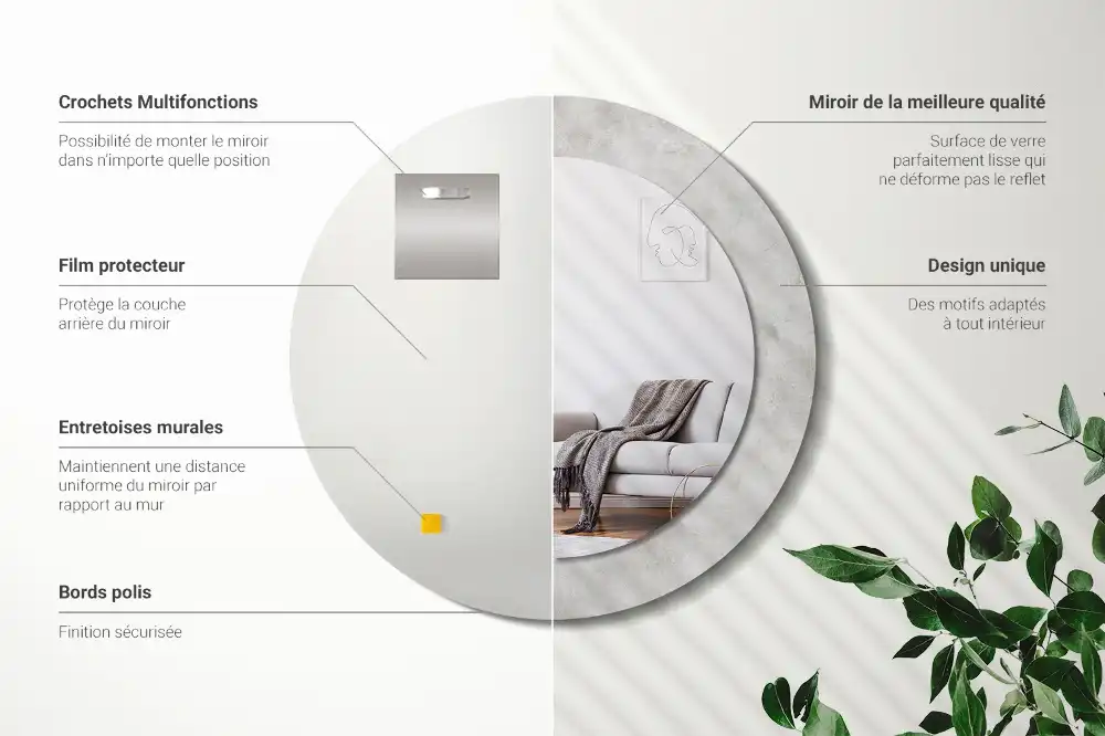 Kulaté dekorační zrcadlo na zeď textura betonu