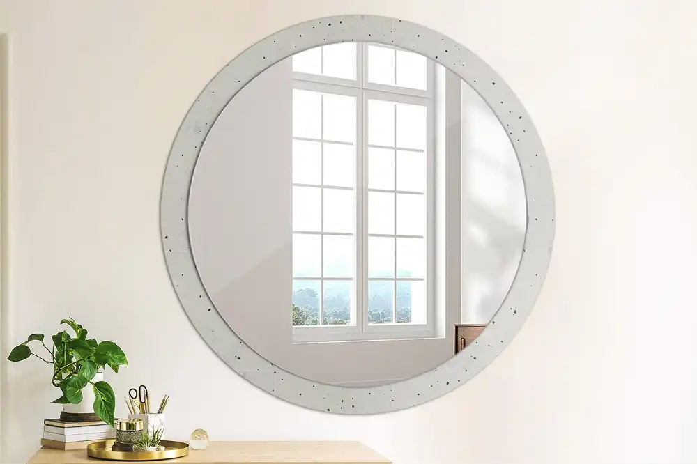 Kulaté dekorační zrcadlo na zeď betonová textura