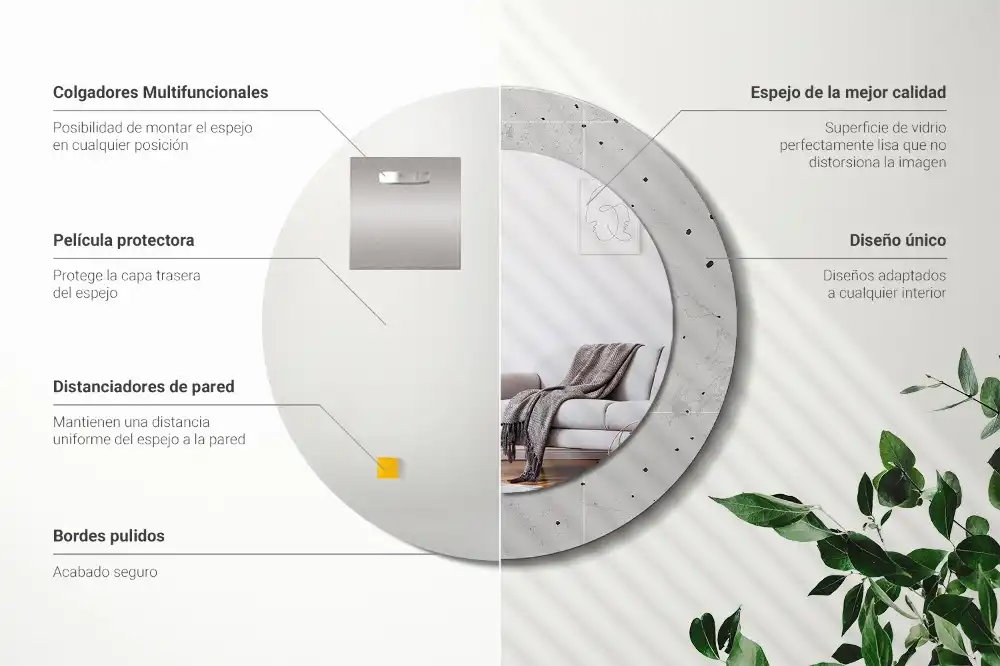 Kulaté dekorační zrcadlo na zeď betonová textura