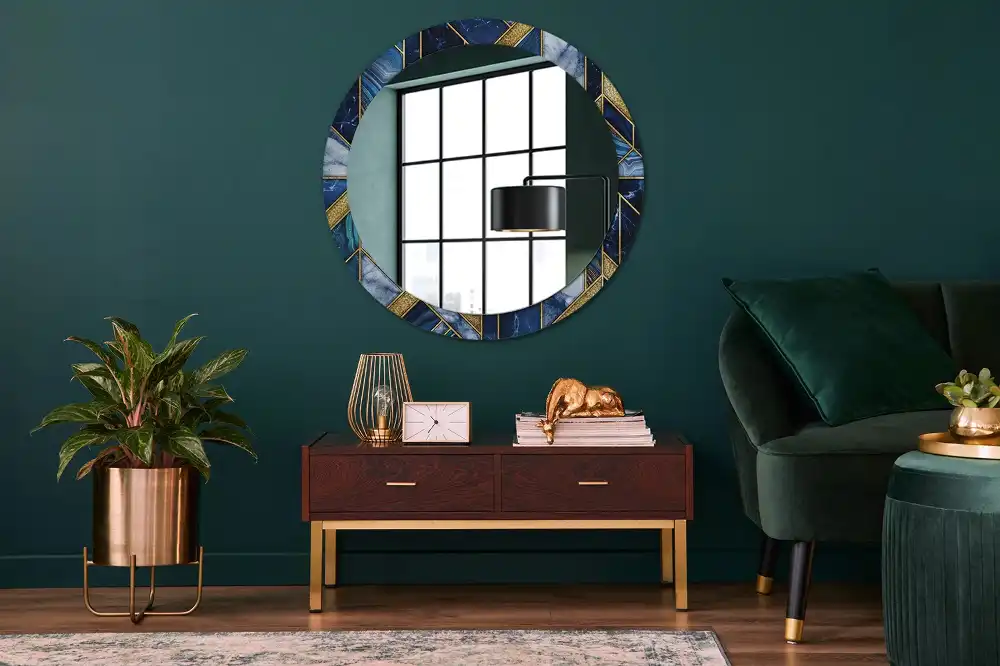 Kulaté dekorační zrcadlo na zeď moderní mramor