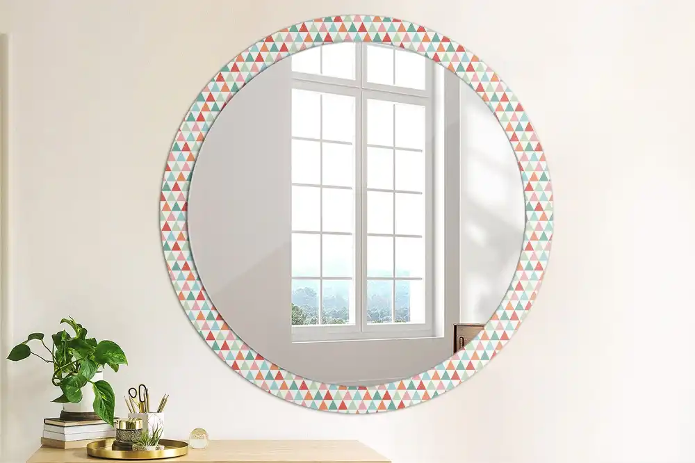 Kulaté zrcadlo tištěný rám geometrický vzor