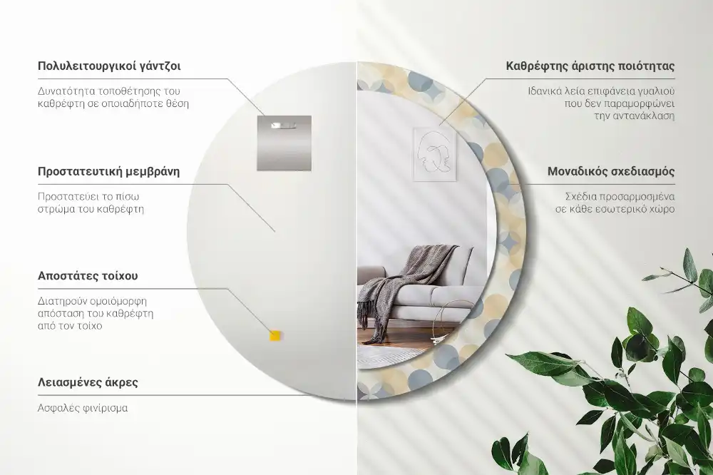 Kulaté dekorační zrcadlo na zeď geometrická kružnice