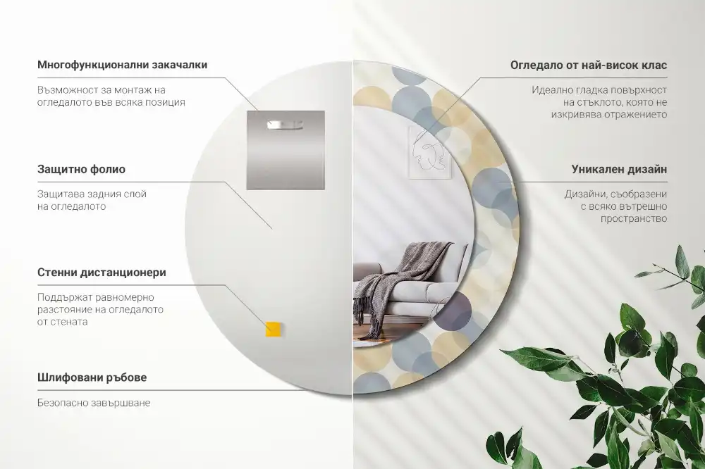 Kulaté dekorační zrcadlo na zeď geometrická kružnice