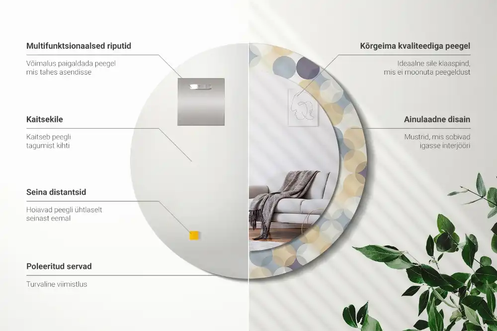 Kulaté dekorační zrcadlo na zeď geometrická kružnice
