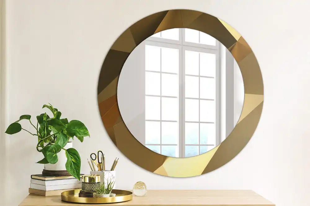 Kulaté zrcadlo s potiskem v designu geometrického vzoru