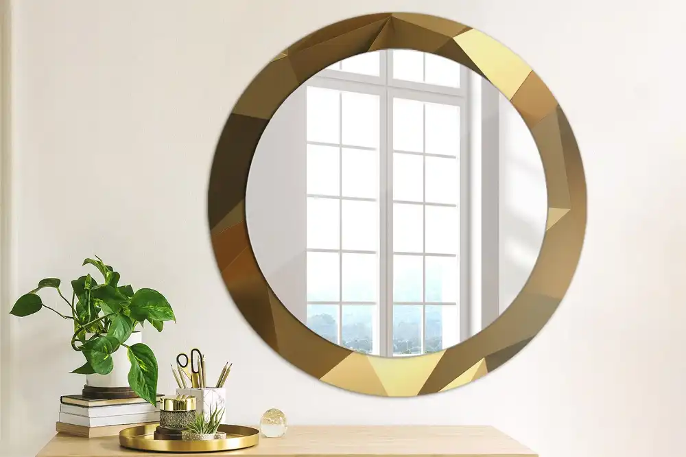 Kulaté zrcadlo s potiskem v designu geometrického vzoru