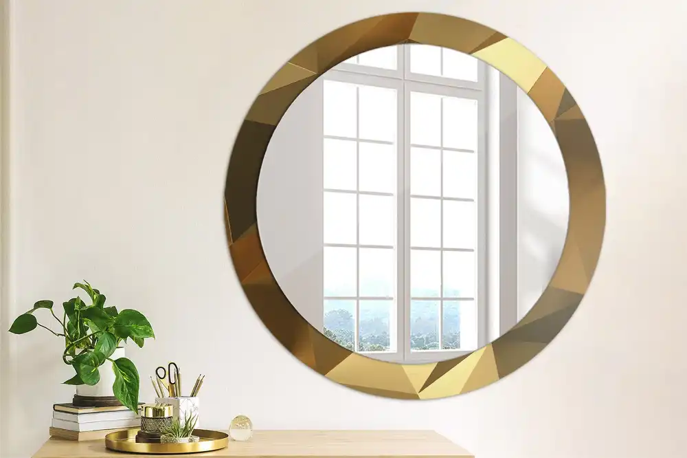 Kulaté zrcadlo s potiskem v designu geometrického vzoru