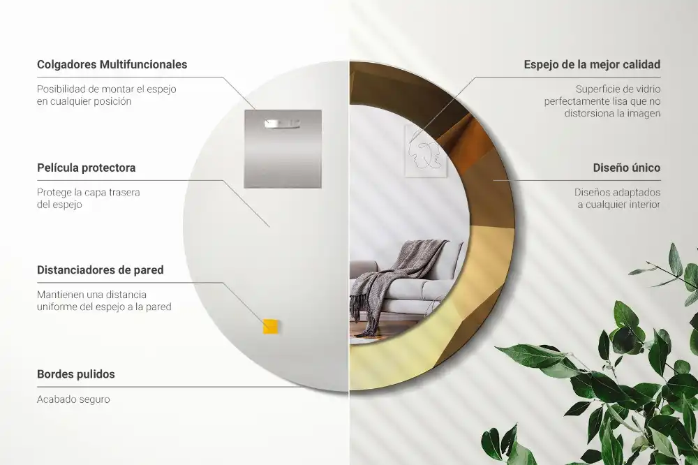 Kulaté zrcadlo s potiskem v designu geometrického vzoru