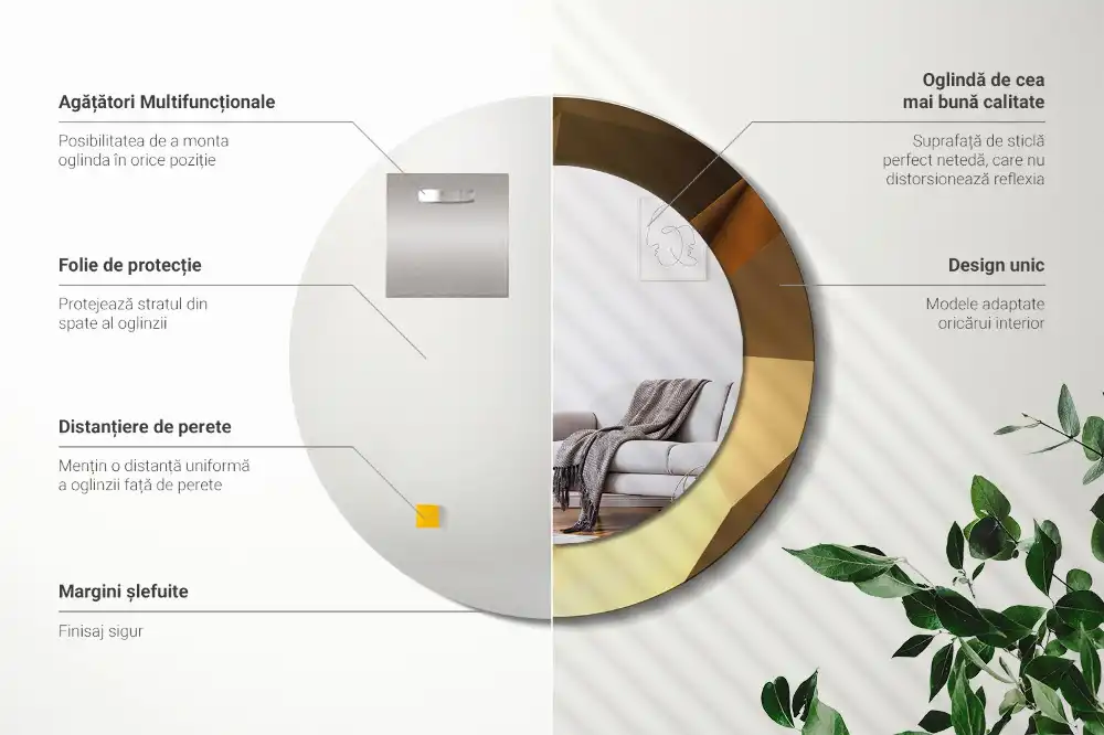 Kulaté zrcadlo s potiskem v designu geometrického vzoru