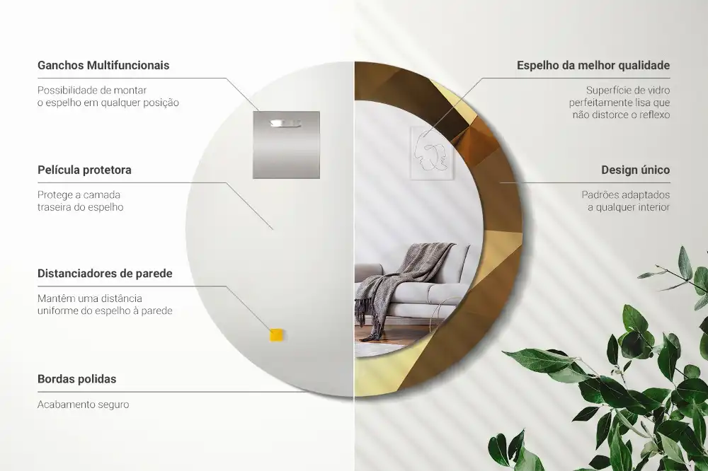 Kulaté zrcadlo s potiskem v designu geometrického vzoru