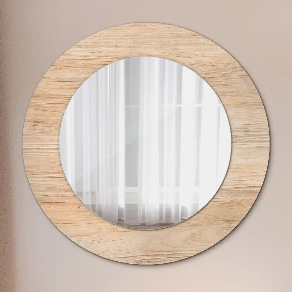 Kulaté zrcadlo tištěný rám dřevěný materiál