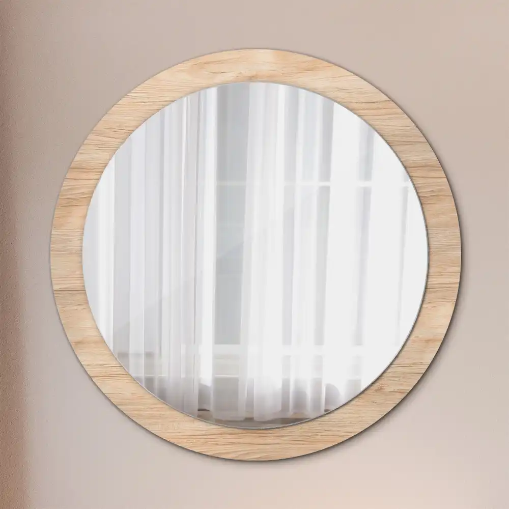Kulaté zrcadlo tištěný rám dřevěný materiál
