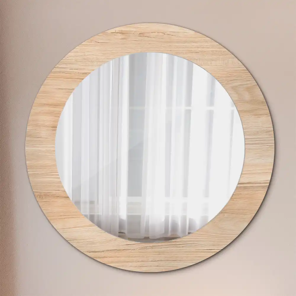 Kulaté zrcadlo tištěný rám dřevěný materiál