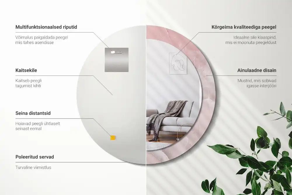 Kulaté zrcadlo s potiskem v motivu růžového kamene