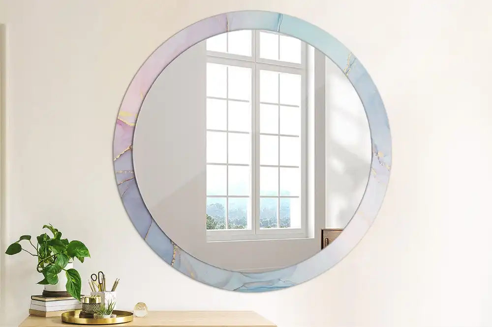 Kulaté zrcadlo tištěný rám tekutá abstrakce