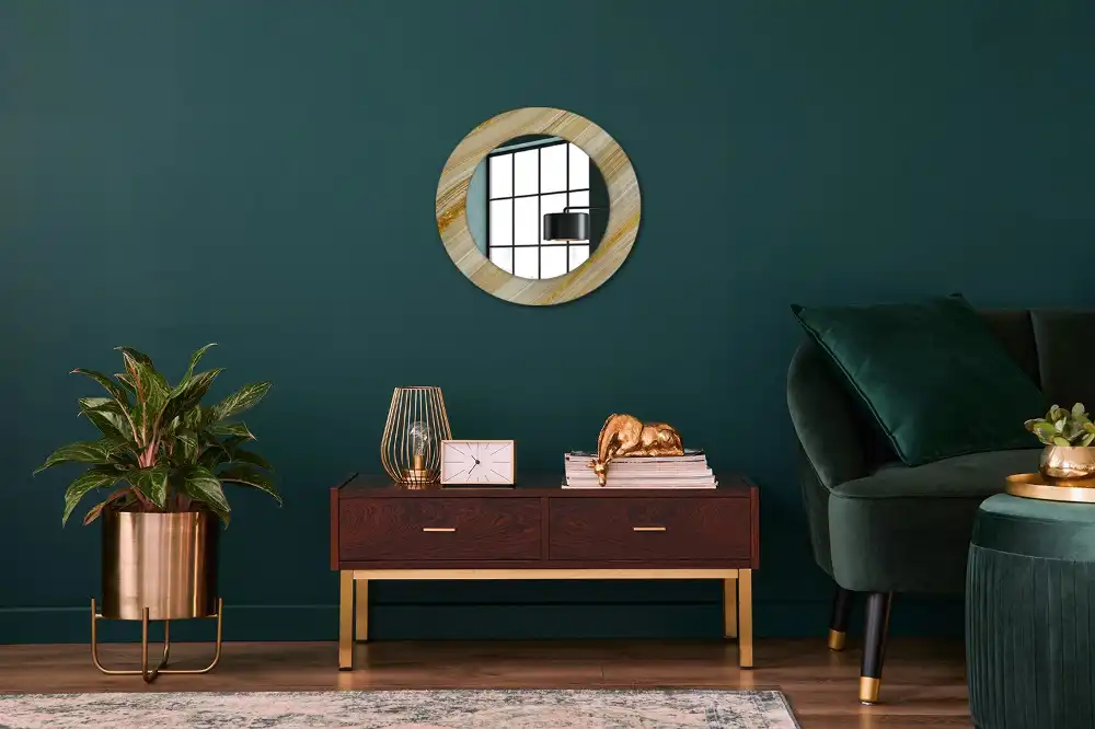 Kulaté zrcadlo tištěný rám abstraktní vzor