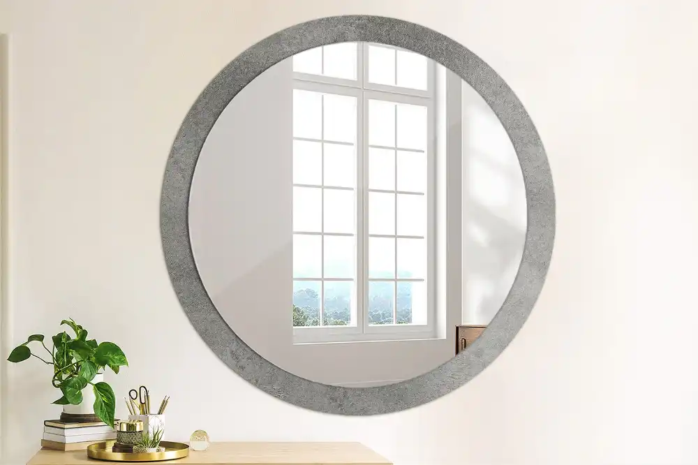 Kulaté dekorační zrcadlo na zeď betonová textura