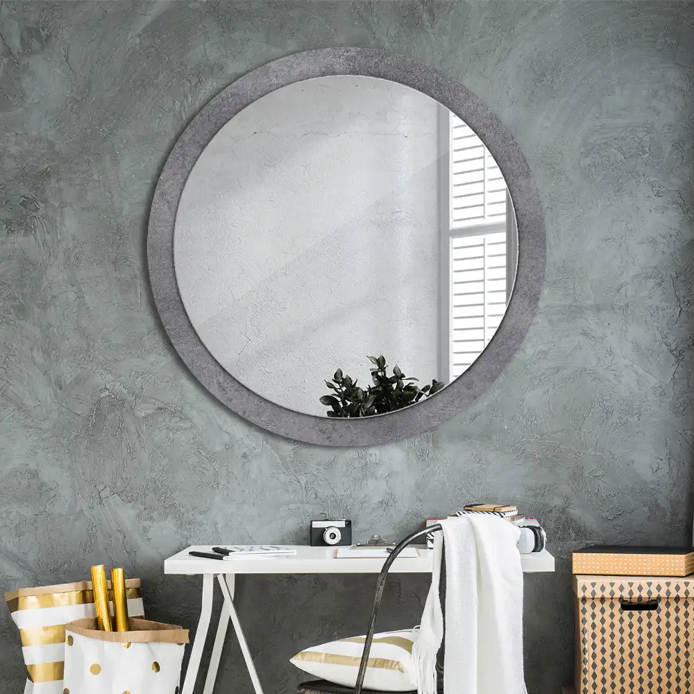 Kulaté dekorační zrcadlo na zeď betonová textura