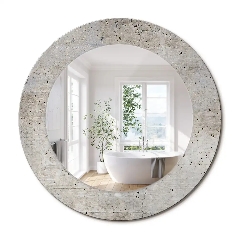 Kulaté dekorační zrcadlo na zeď šedý beton