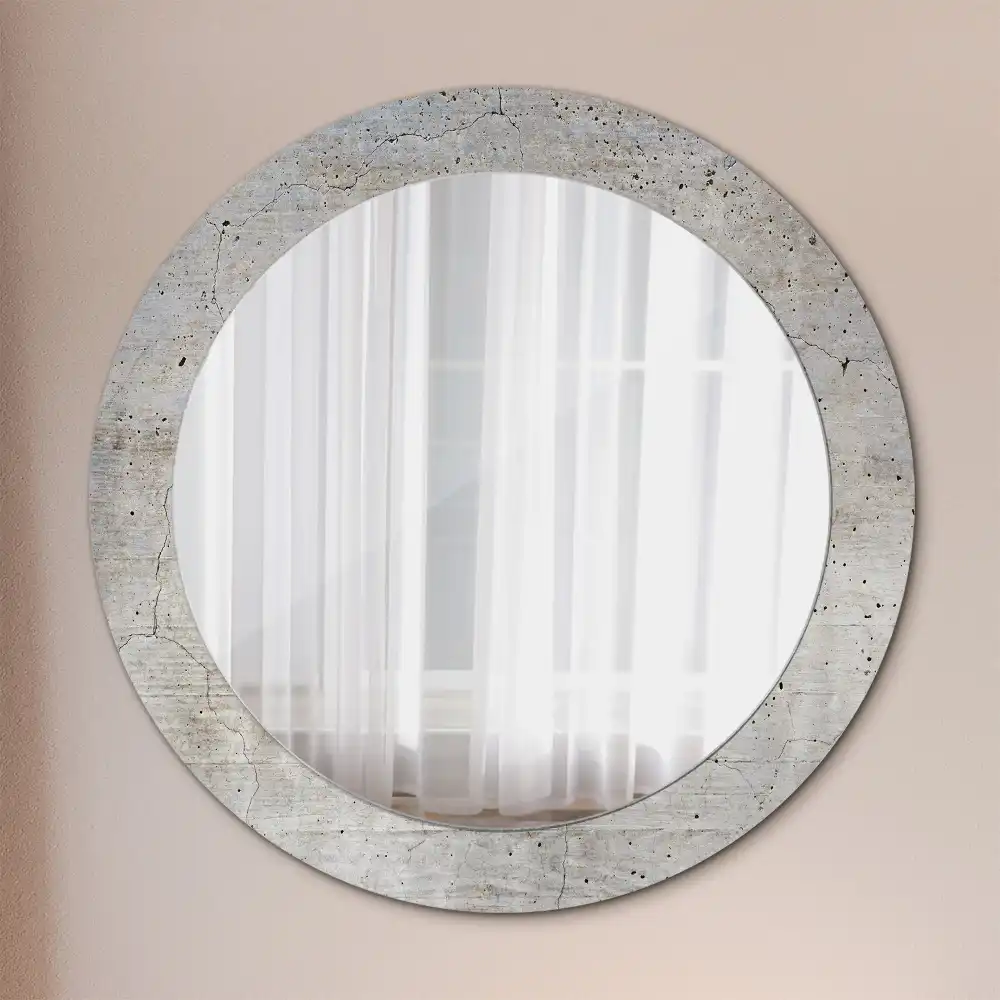 Kulaté dekorační zrcadlo na zeď šedý beton