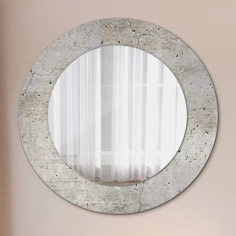 Kulaté dekorační zrcadlo na zeď šedý beton
