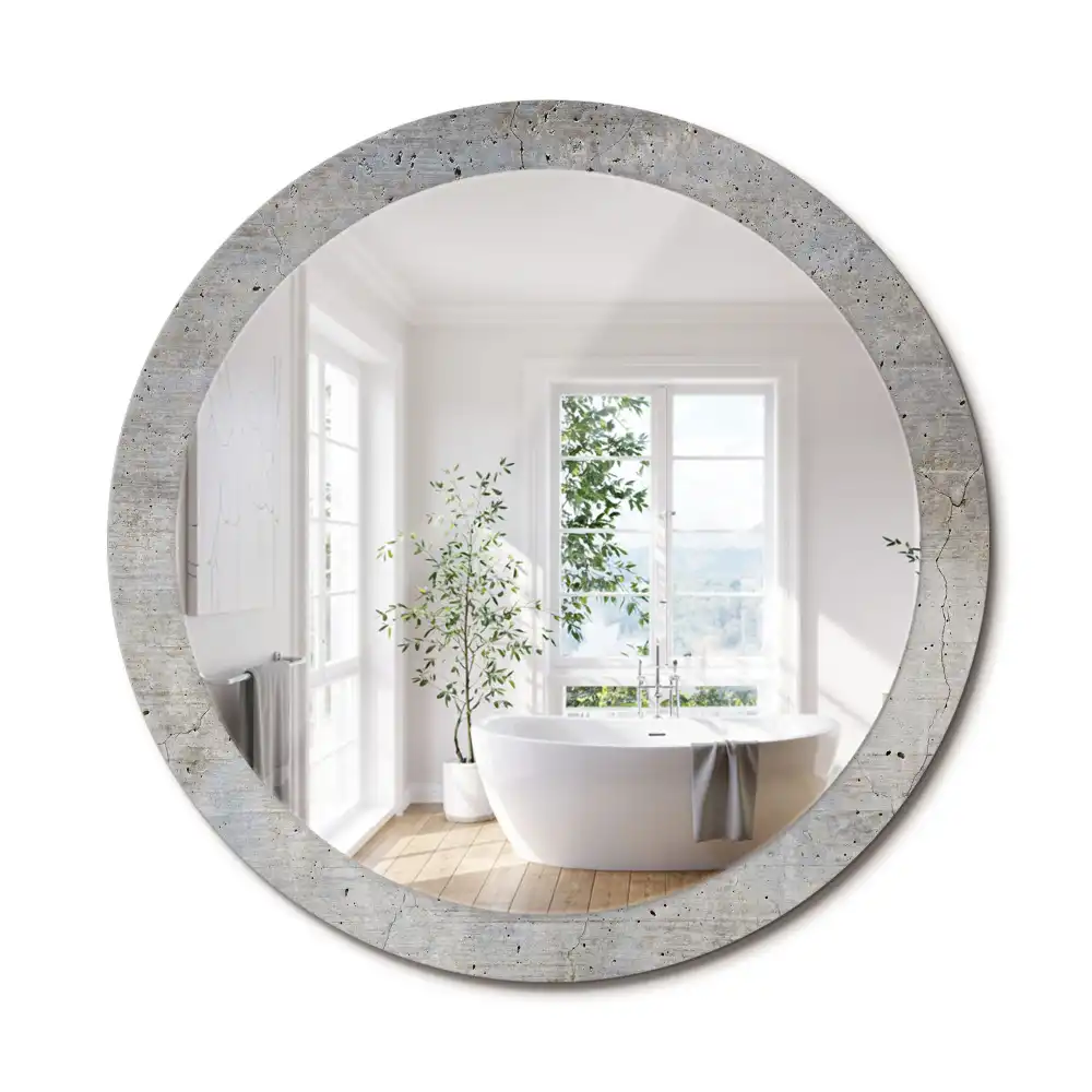 Kulaté dekorační zrcadlo na zeď šedý beton