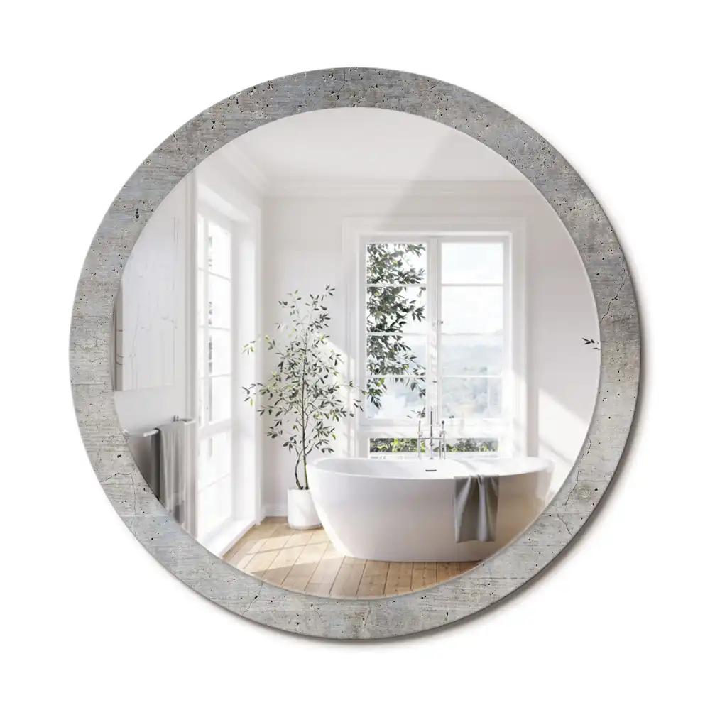 Kulaté dekorační zrcadlo na zeď šedý beton