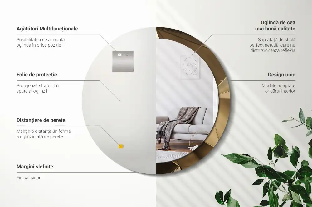 Kulaté dekorační zrcadlo na zeď moderní abstrakce