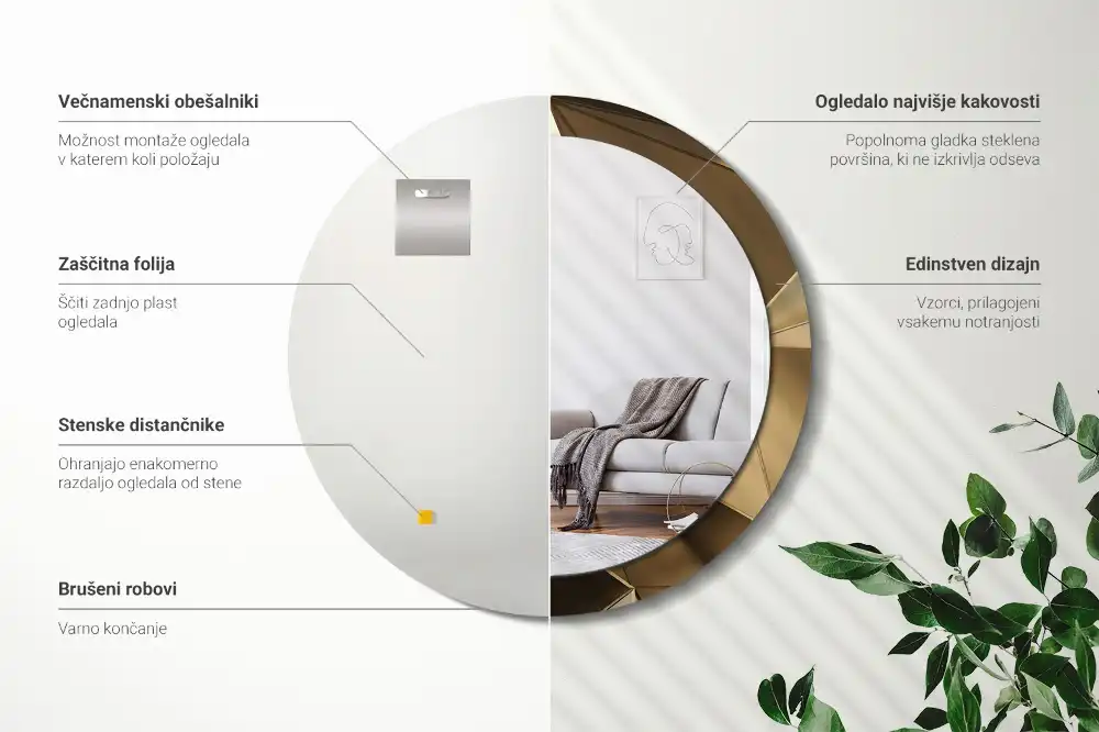 Kulaté dekorační zrcadlo na zeď moderní abstrakce