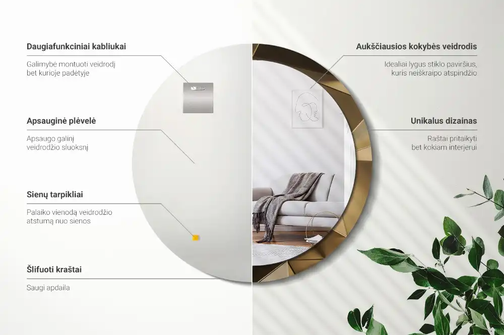 Kulaté dekorační zrcadlo na zeď moderní abstrakce